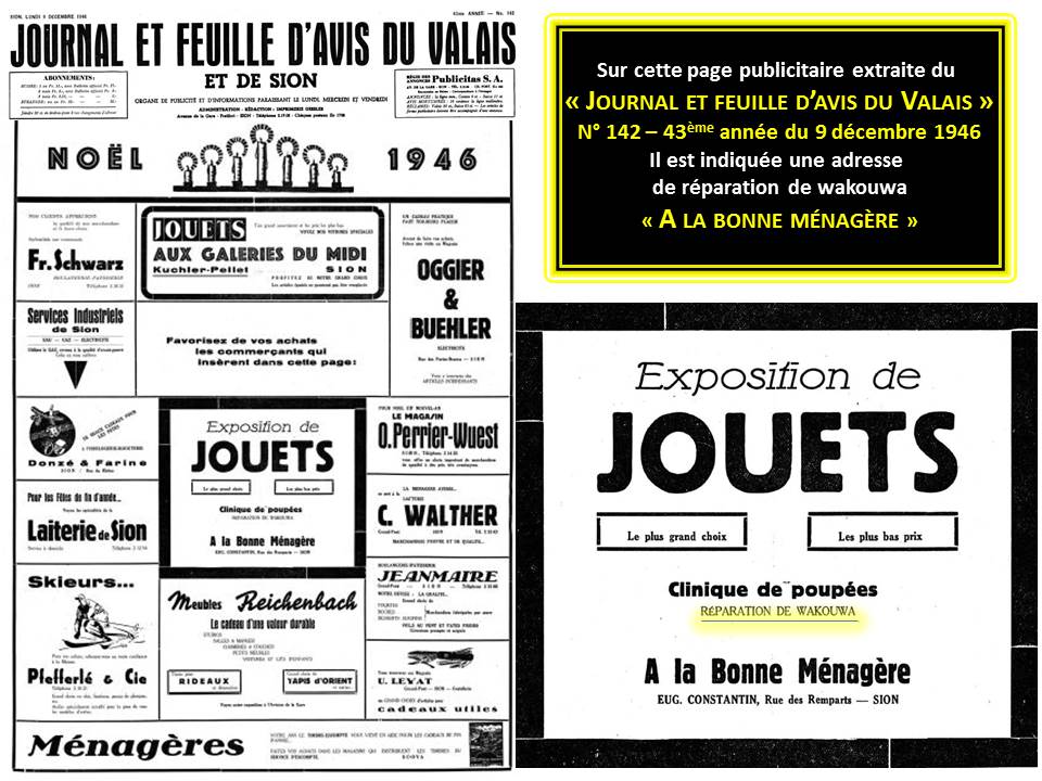 publicité Journal et Feuille d`avis du Valais de 1946