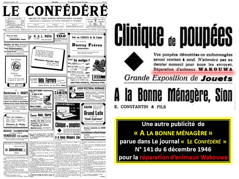 publicité dans le journal Le Confédéré de 1946